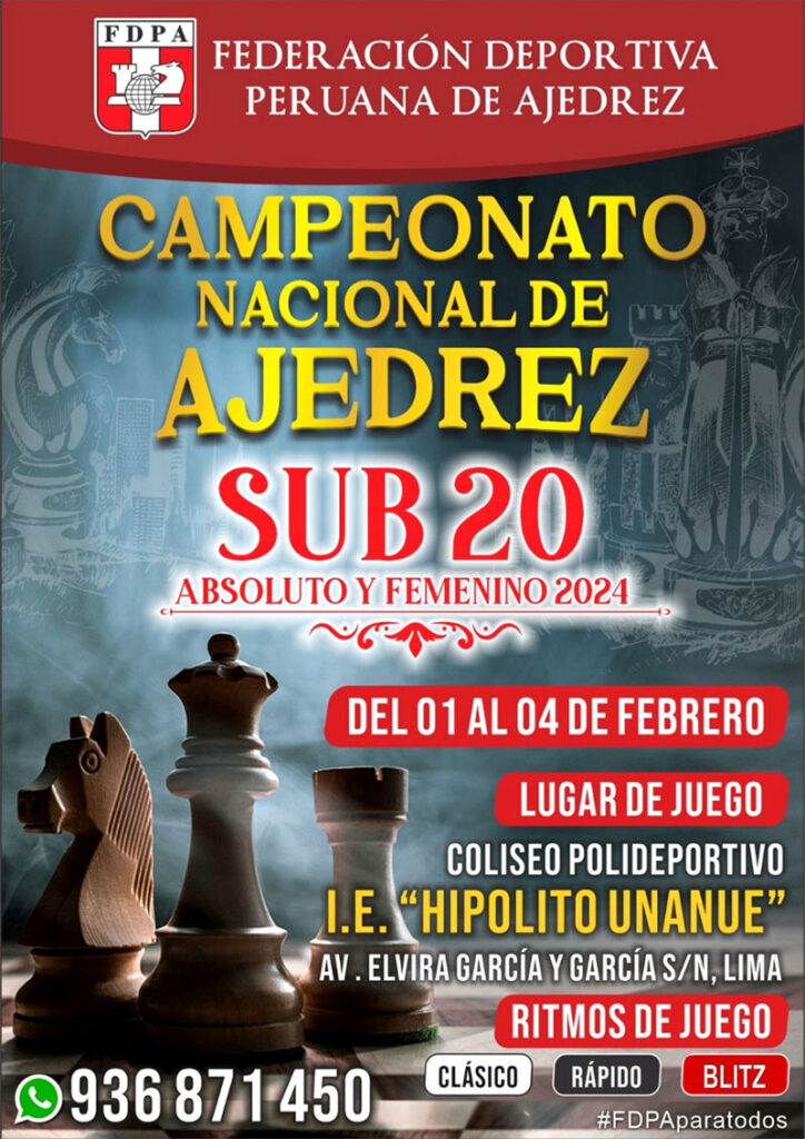 CAMPEONATO NACIONAL DE AJEDREZ SUB 20 ABSOLUTO Y FEMENINO 2024