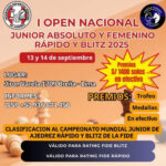 I Open Nacional Junior Absoluto y Femenino Rápido y Blitz 2025, 13 y 14 de septiembre